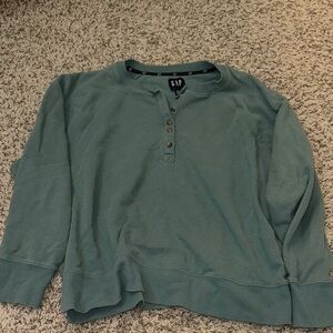 GAP Women’s long sleeve Henley Crewneck in green size XXL